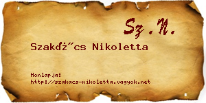 Szakács Nikoletta névjegykártya